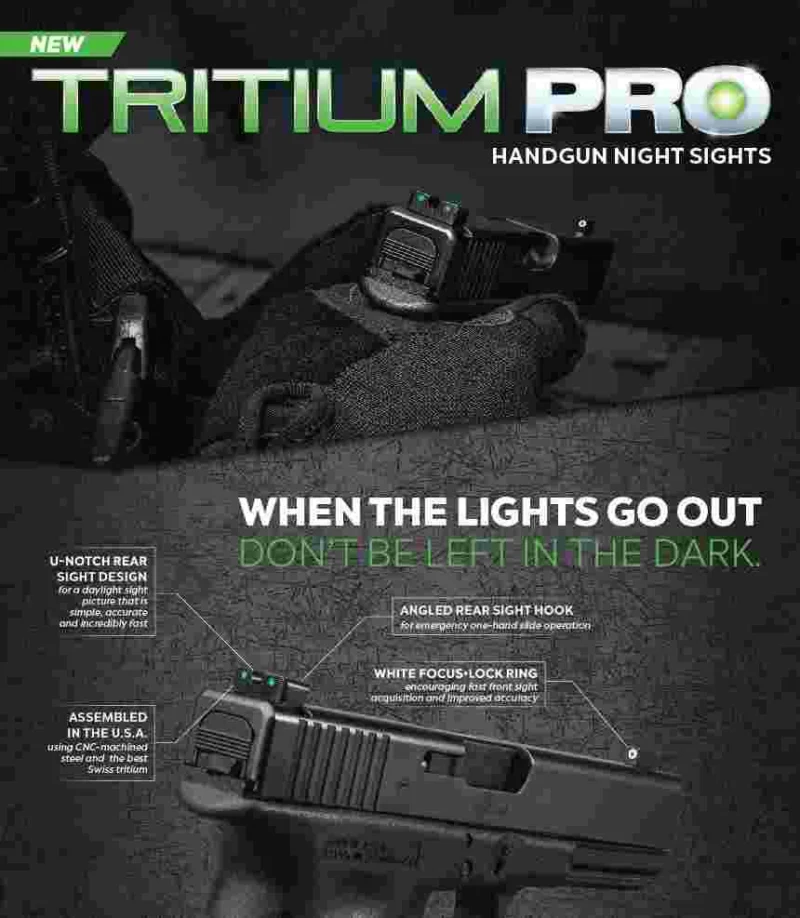 Truglo Tritium Pro Night Sights Fit Kahr Arms K MK P PM T Models with New Dovetail (Post-2004) - Front Outline White/Rear Green