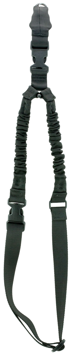 Aim Sports 1-Point Bungee Adjustable Heavy-Duty Sling w/ Steel Clip, Black - AOPS01B