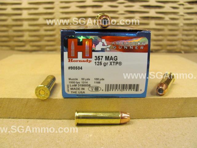 250 Round Case – 357 Magnum 125 Grain XTP Hornady American Gunner Ammo – 90504