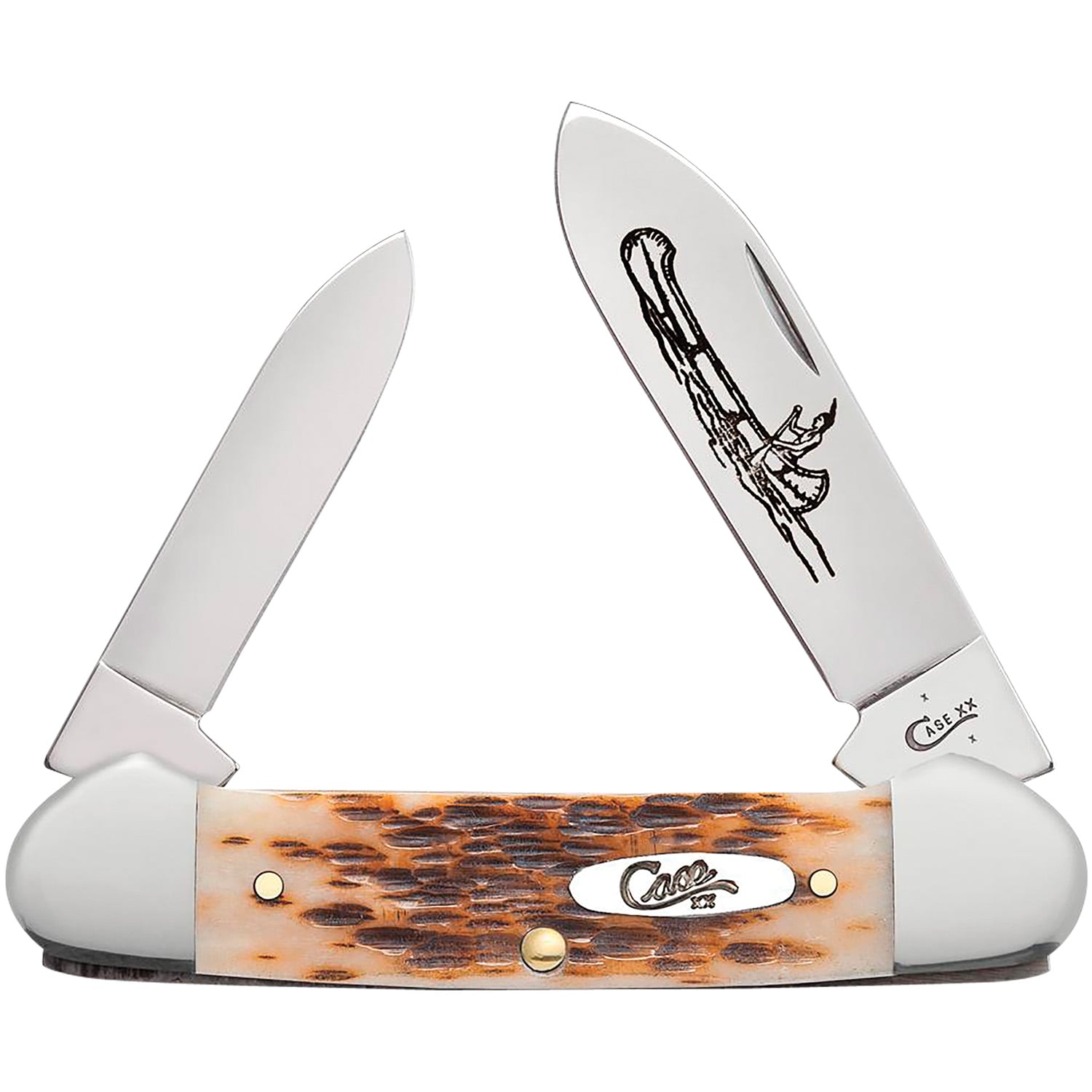 Case Canoe Folding Knife Spear/Pen, Amber - 00263