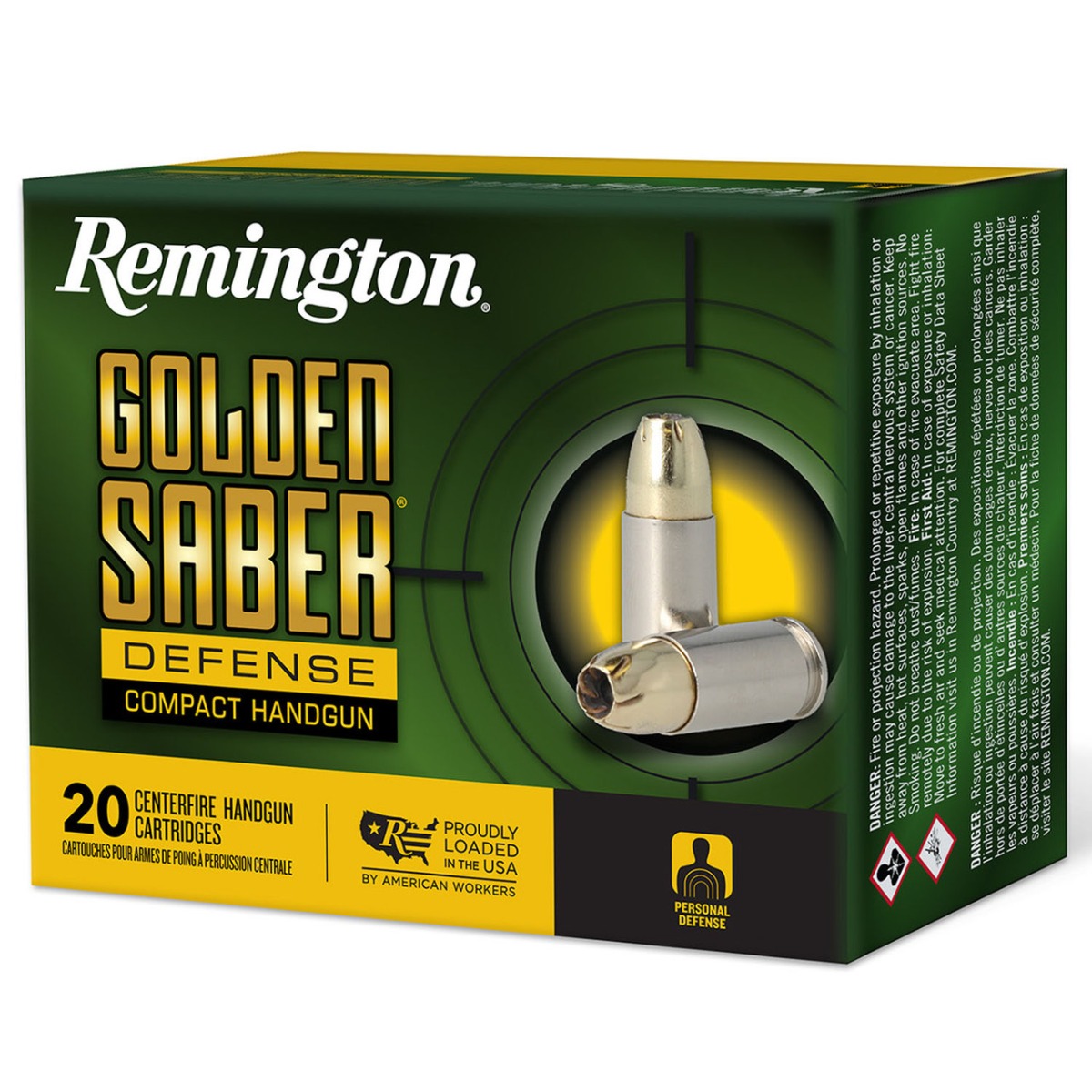 Remington Golden Saber Defense Compact Ammunition .40 S&W 180gr BJHP 785 fps 20/ct - No Credit Card Fees - Low, flat rate shipping