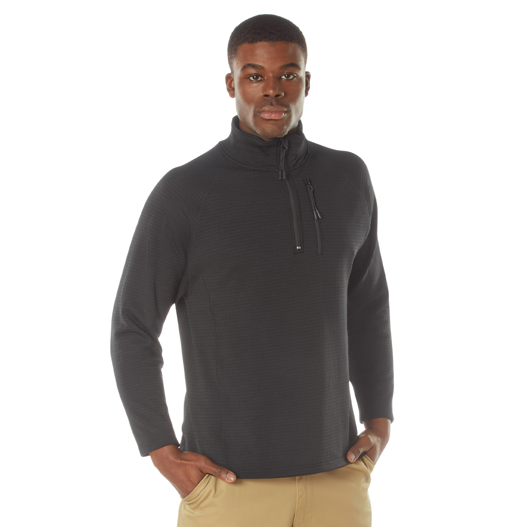 Rothco Grid Fleece Pullover - Black, X-Large