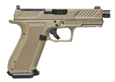 XR920, 9mm, FDE Frame, Combat Slide Optic FDE, Spiral Threaded Barrel Black, SS Rod, Blk Serr