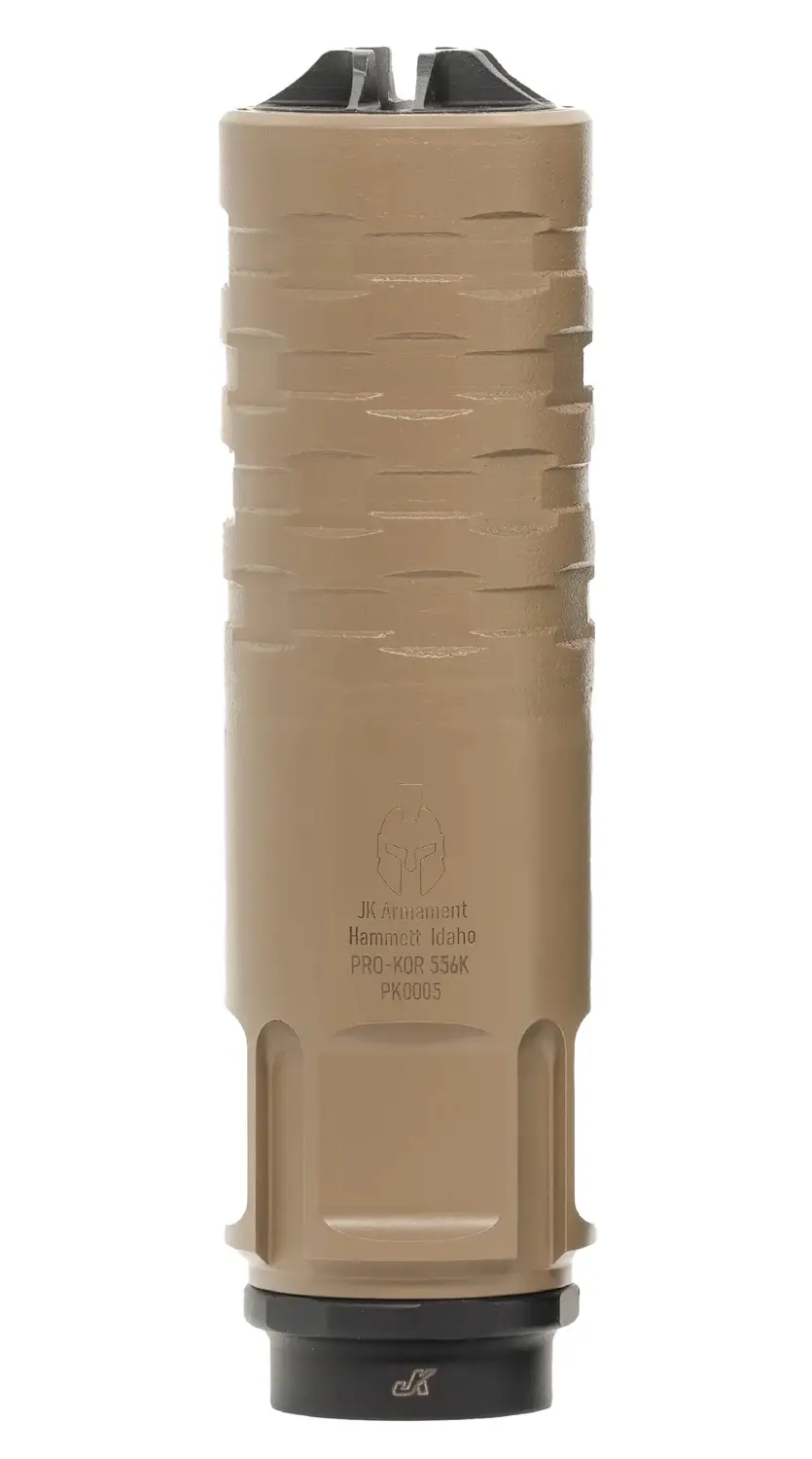 JK Armament PRO-KOR 5.56mm Suppressor, FDE, 1/2x28