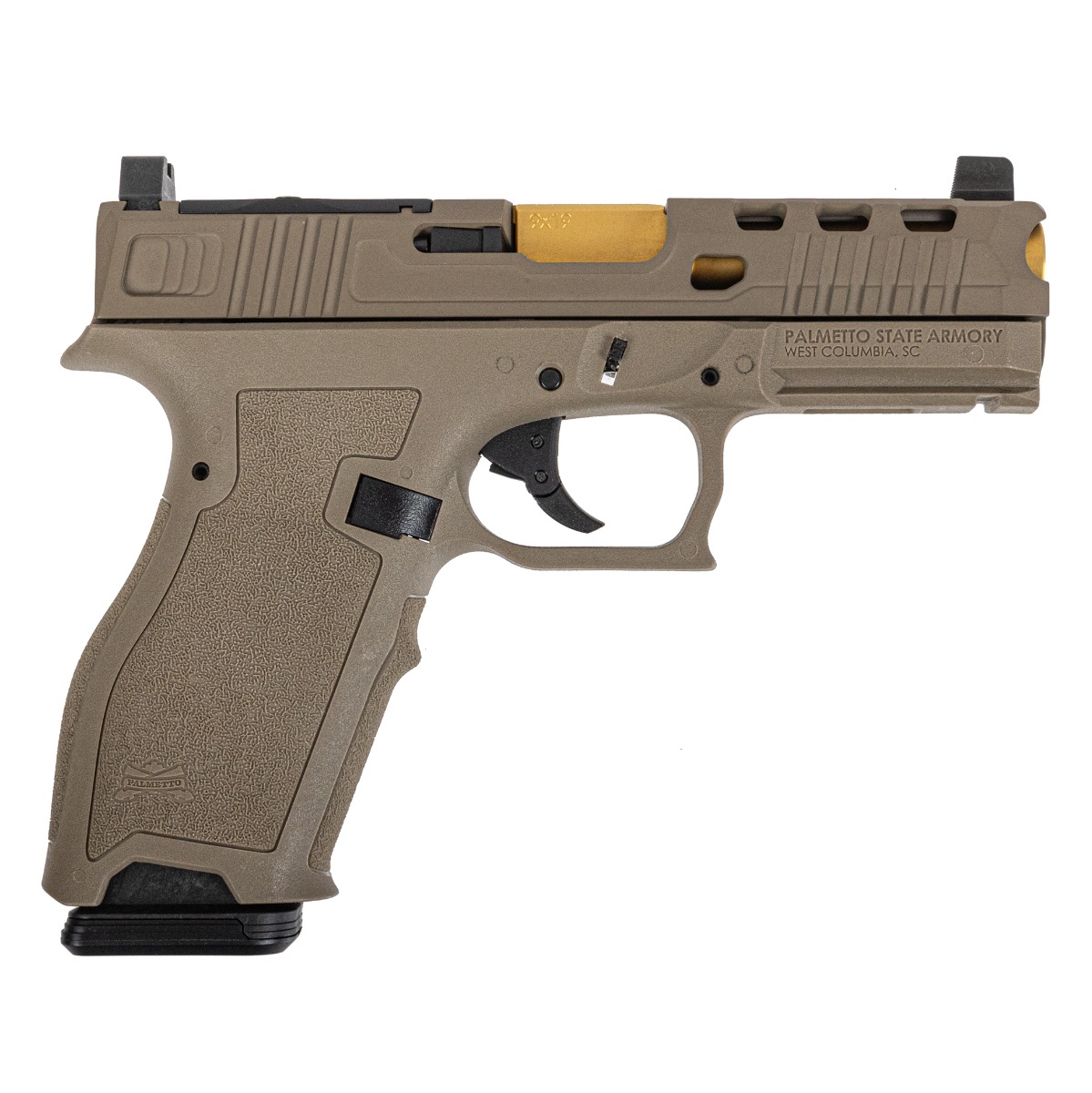 PSA Dagger Full Size - S 9mm Pistol With SWRV2 RMR & Gold Barrel, Flat Dark Earth