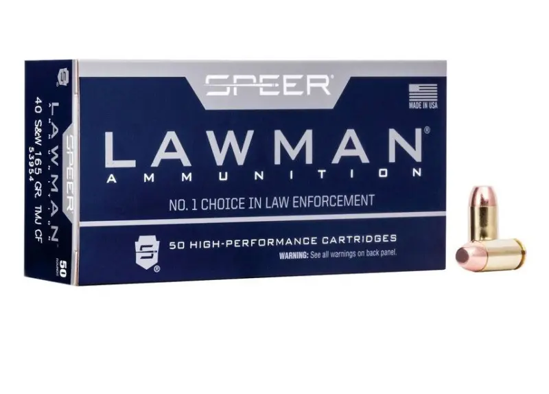 CCI 40 S Ammunition Speer Lawman Clean Fire CCI53954 165 Grain Total Metal Jacket 50 Rounds