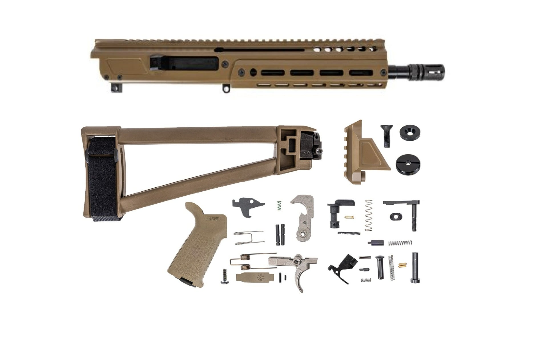 PSA JAKL 10.5" 5.56 NATO 1/7 Nitride MOE EPT Triangle Side Folding Pistol Kit, FDE