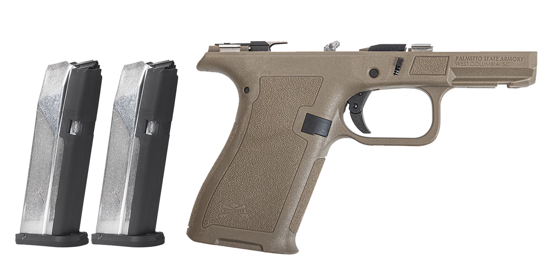 PSA Dagger Micro Complete Frame, FDE With 2-15RD Micro Slick Mags
