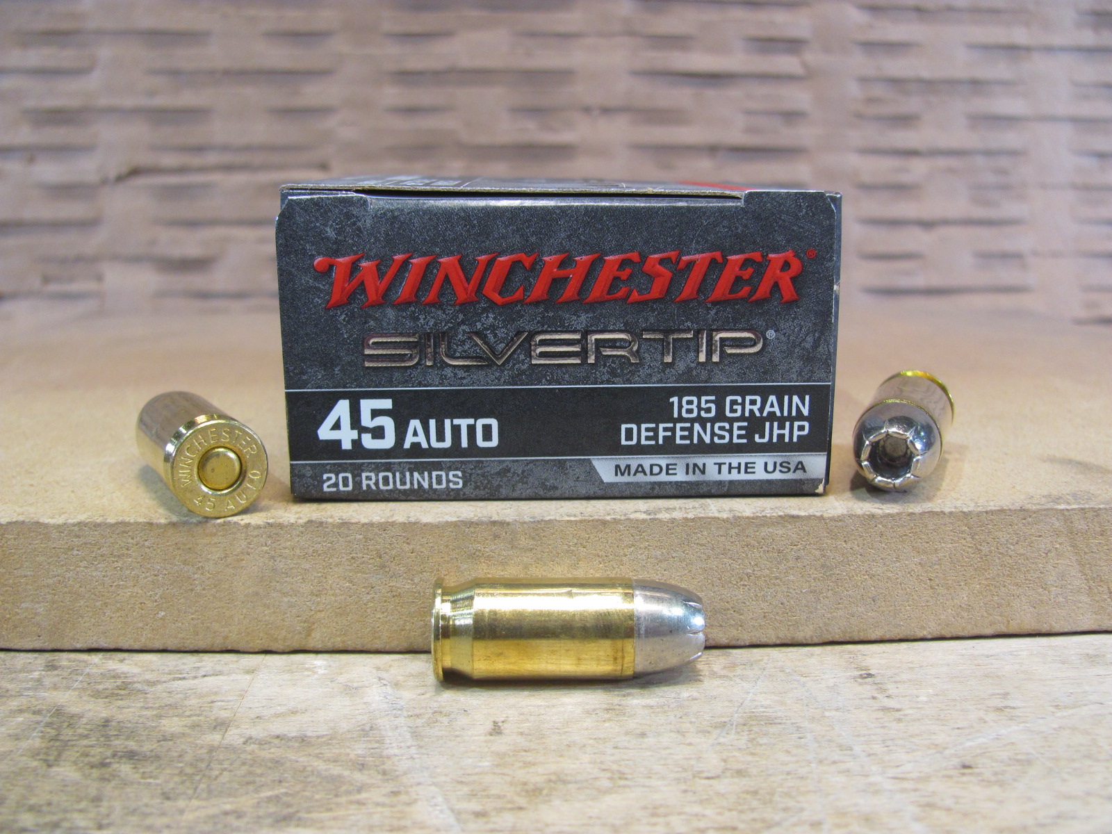 20 Round Box – 45 Auto 185 Grain Defense JHP Winchester Silvertip Ammo – W45AST