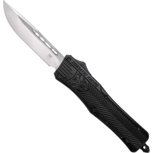 Cobra Tec Knives MBCTK1MDNS CTK-1 Medium 3 Drop Point Plain D2 Steel Black Aluminum Handle OTF