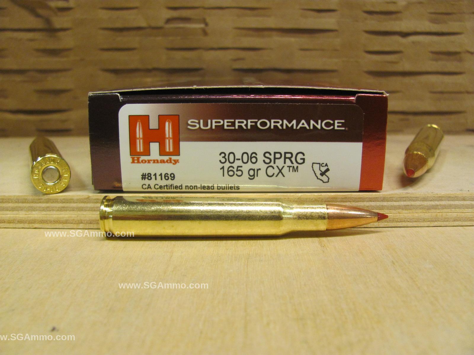 200 Round Case – 30-06 SPRG 165 Grain CX Hornady Superformance Ammo – 81169