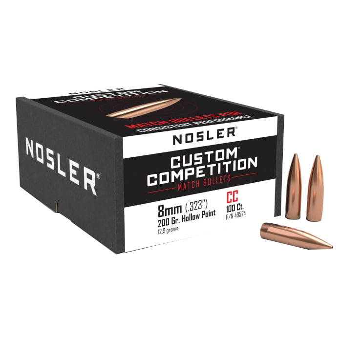 Nosler Custom Competition 8mm JHPBT Rifle Bullet, 200 gr 0.323" 100rds
