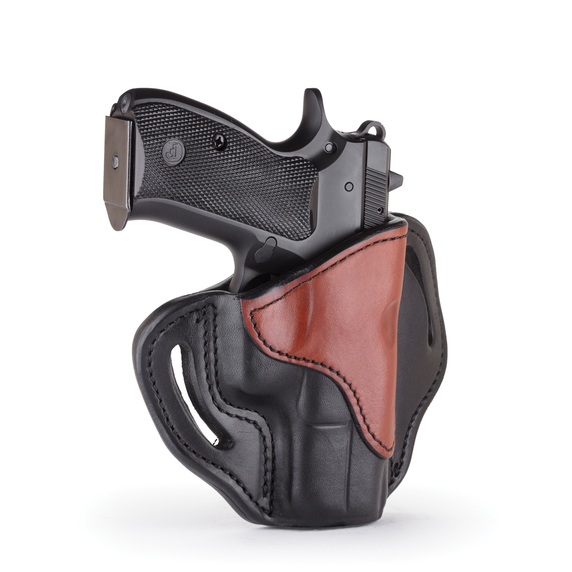 1791 Gunleather BH2.1 Right Hand Glock 17 OWB Open-Top Multi-Fit Holster, Black/Brown - BH2.1-BLB-R