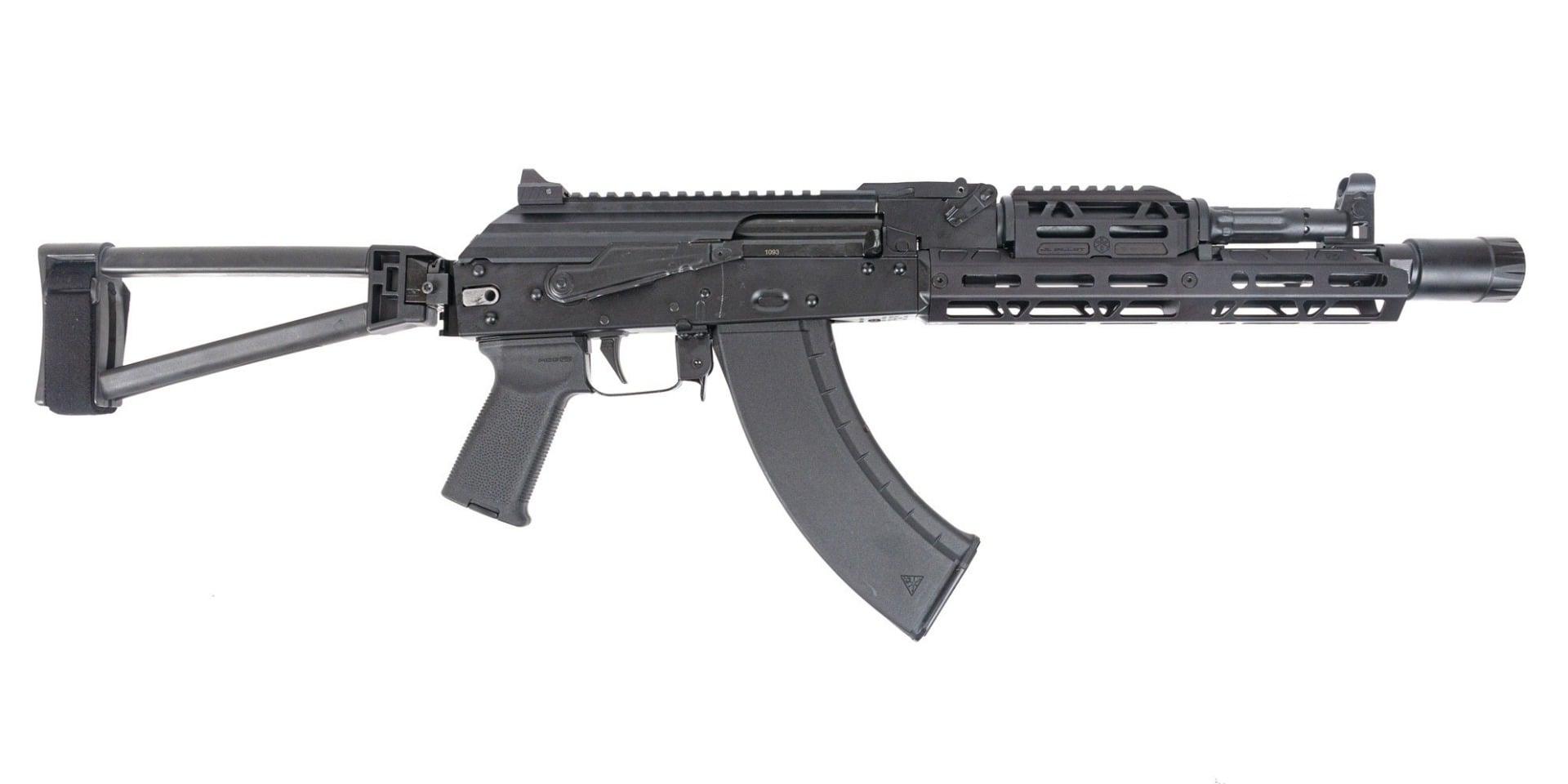PSA AK-104 Triangle Side Folding Pistol with JL Billet Rail and Picatinny Railed Dust Cover