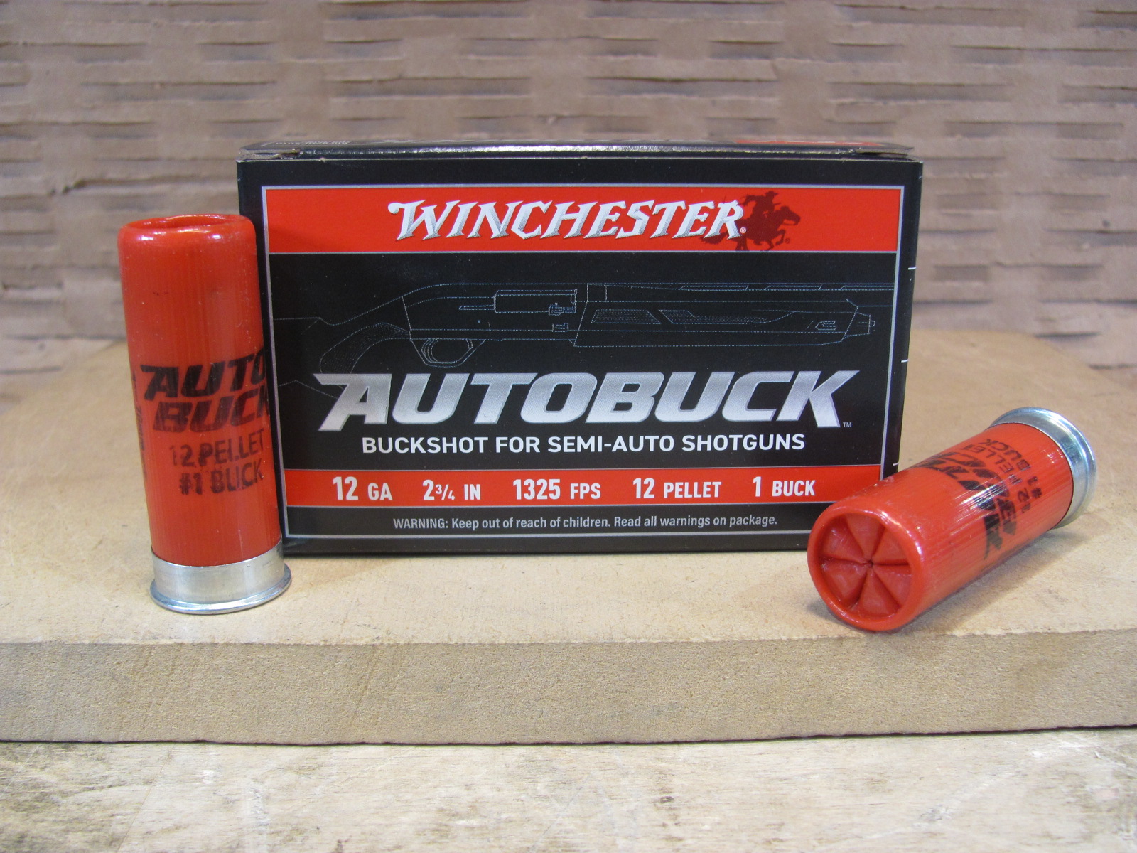 250 Round Case – 12 Gauge 2-3/4 Inch 12 Pellet 1325 FPS Number 1 Buckshot Winchester Autobuck Ammo – USAB121