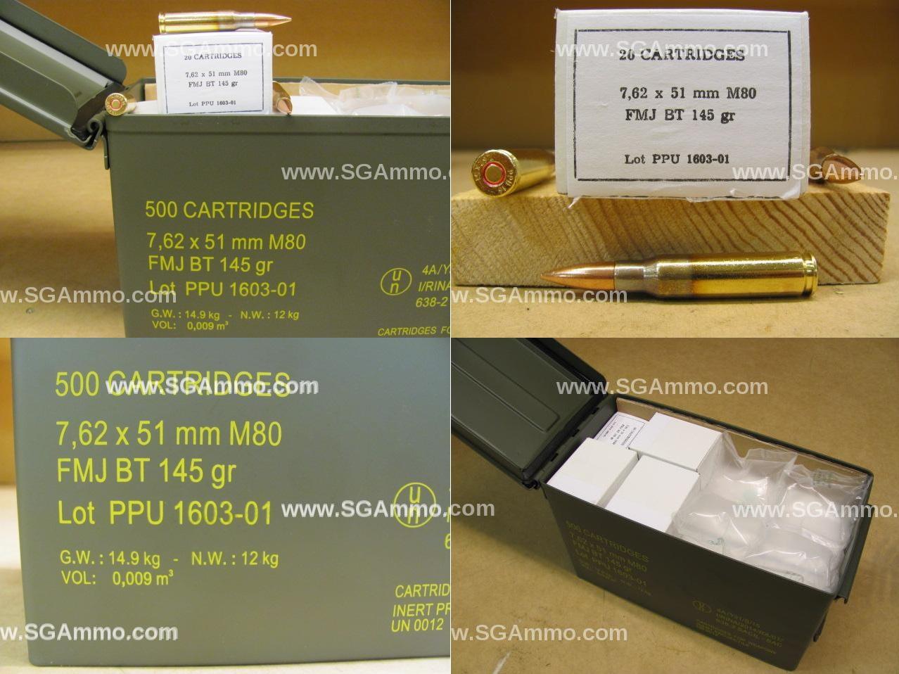 500 Round Canister – 7.62×51 M80 FMJ-BT 145 Grain Ammo By Prvi Partizan – PPRM762M