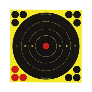 Birchwood Casey 34825 Shoot-N-C  Self-Adhesive Paper 8 Bullseye Yellow Target Paper w/Black Target & Red Accents 30 Per Pack