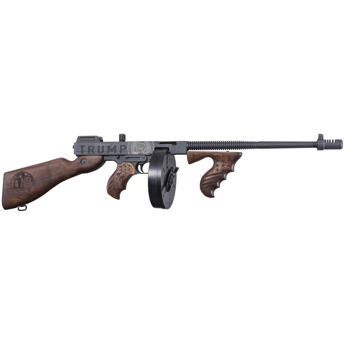Auto Ordnance Trump Save America 1927A-1 Rifle .45 cal 20rd Magazine & 50rd Drum Magazine 16.5″ Barrel Black Walnut - No Credit Card Fees - Free Shipping