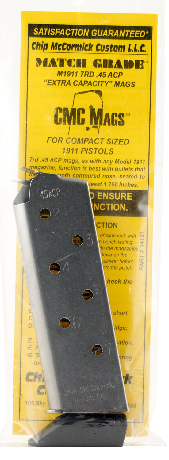 Chip McCormick Match Grade 7 Round .45 ACP Compact 1911 Detachable Magazine w/ Base Pad, Stainless - M-MG-45CP7-P