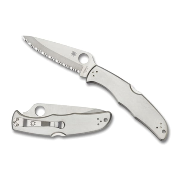 Spyderco Endura 4 Drop Point Folding Knife, 3.85", Fully Serrated Edge - C10S