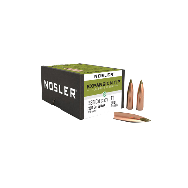 Nosler Expansion Tip .338 Cal CBTPT Rifle Bullet, 200 gr 0.338" 50rds
