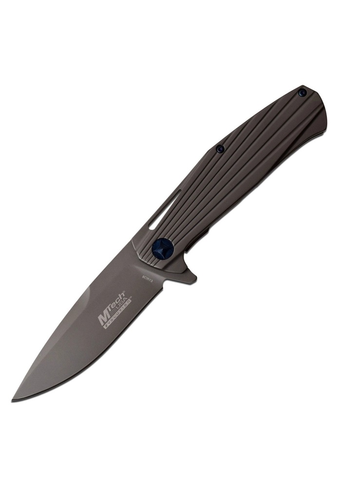 MTech Evolution Drop Point Folding Knife, Gray - MTE-FDR005-GY