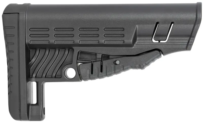 NcStar DLG-086 Classic Commercial Stock Black Polymer Adjustable Stock with Metal QD Bases Rubber Butt Pad For Commercial Spec Buffer Tubes (Tube Not Included)