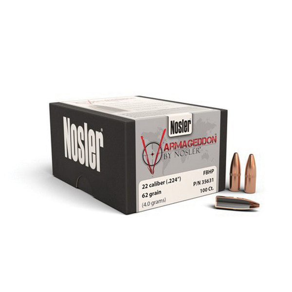 Nosler Varmageddon .22 62 gr FBHP Rifle Bullet w/ Cannelure, 100/box - 35631