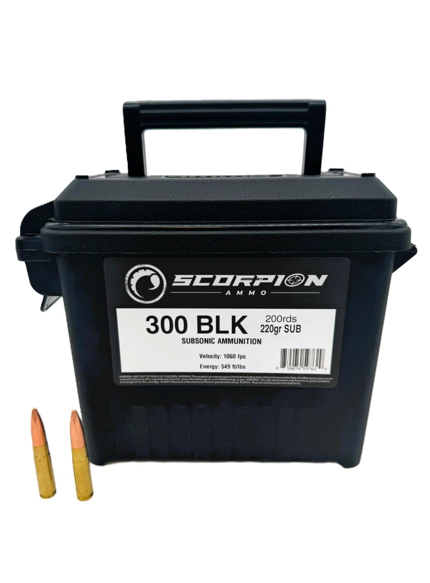 Scorpion Ammo 300BO 220gr Subsonic FMJ 200rd Ammo Can - 300B220-SUB200