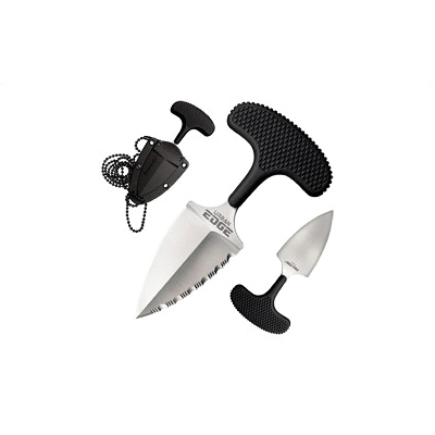 Cold Steel Best Pal 2.5" Half Plain Half Serrated Fixed Blade Push Knife With Sheath, Silver - 43XLS