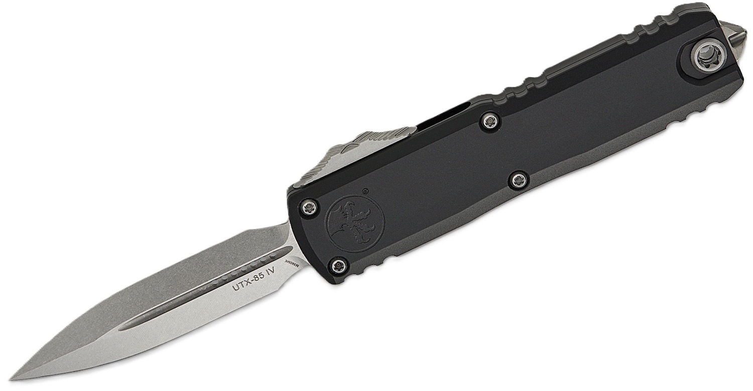 Microtech UTX-85 Gen IV OTF Dagger Point Knife, Black - 12324-10