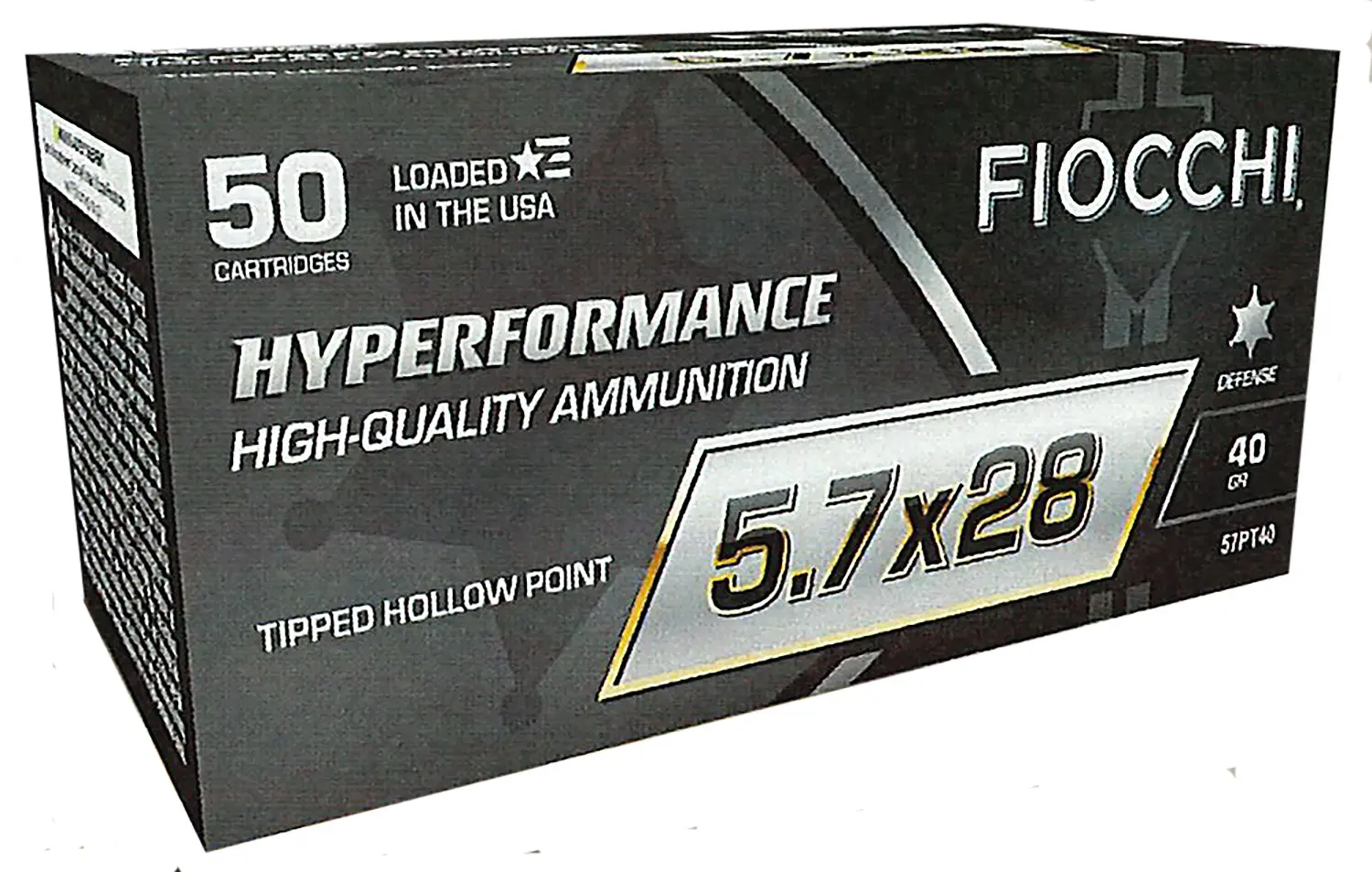Fiocchi 57PT40 Hyperformance 5.7x28mm 40gr Tipped Hollow Point 50 Per Box/10 Case