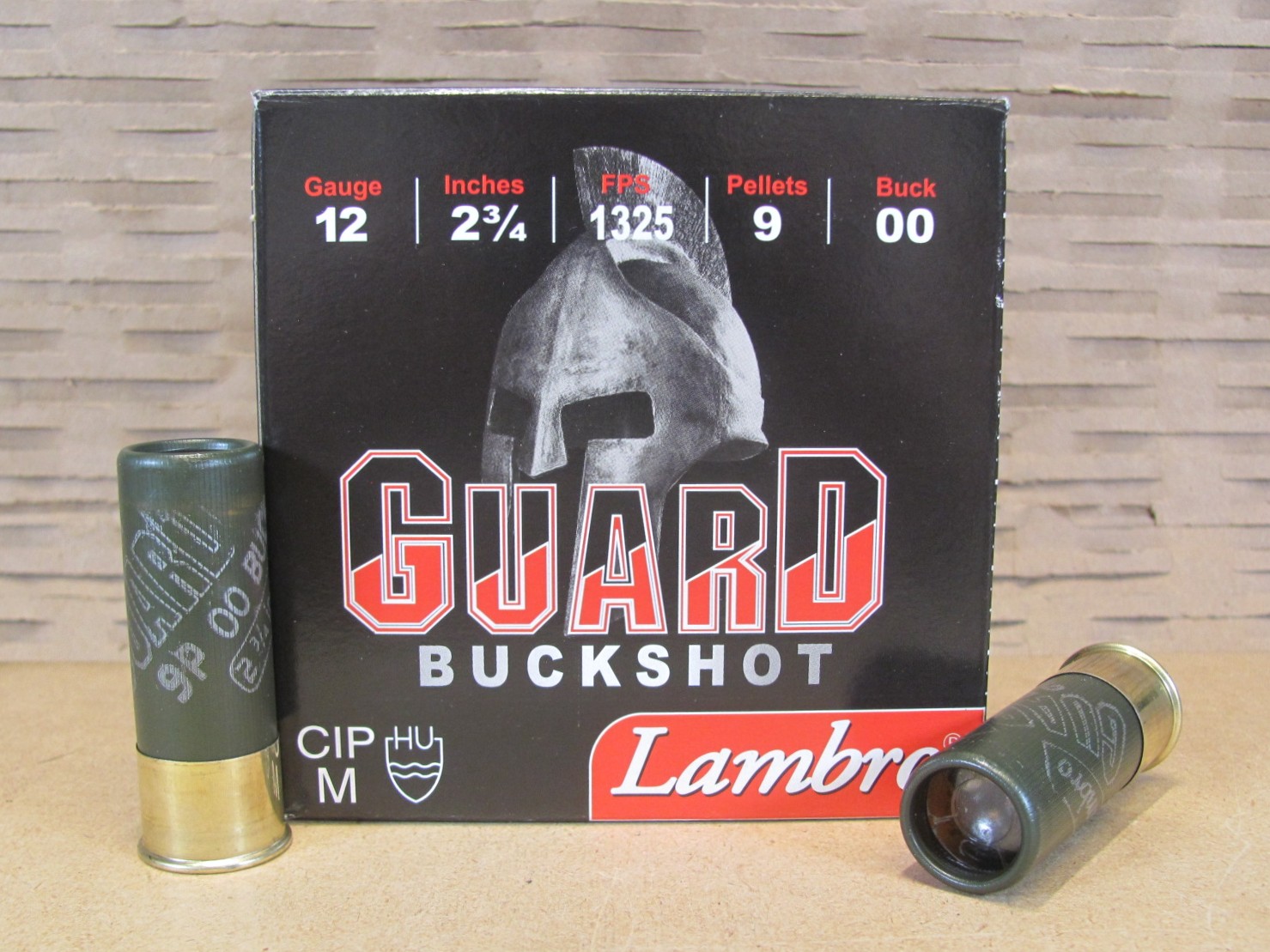 25 Round Box – 12 Gauge 2.75 Inch 1325 FPS 9 Pellet 00 Buckshot Ammo by Lambro