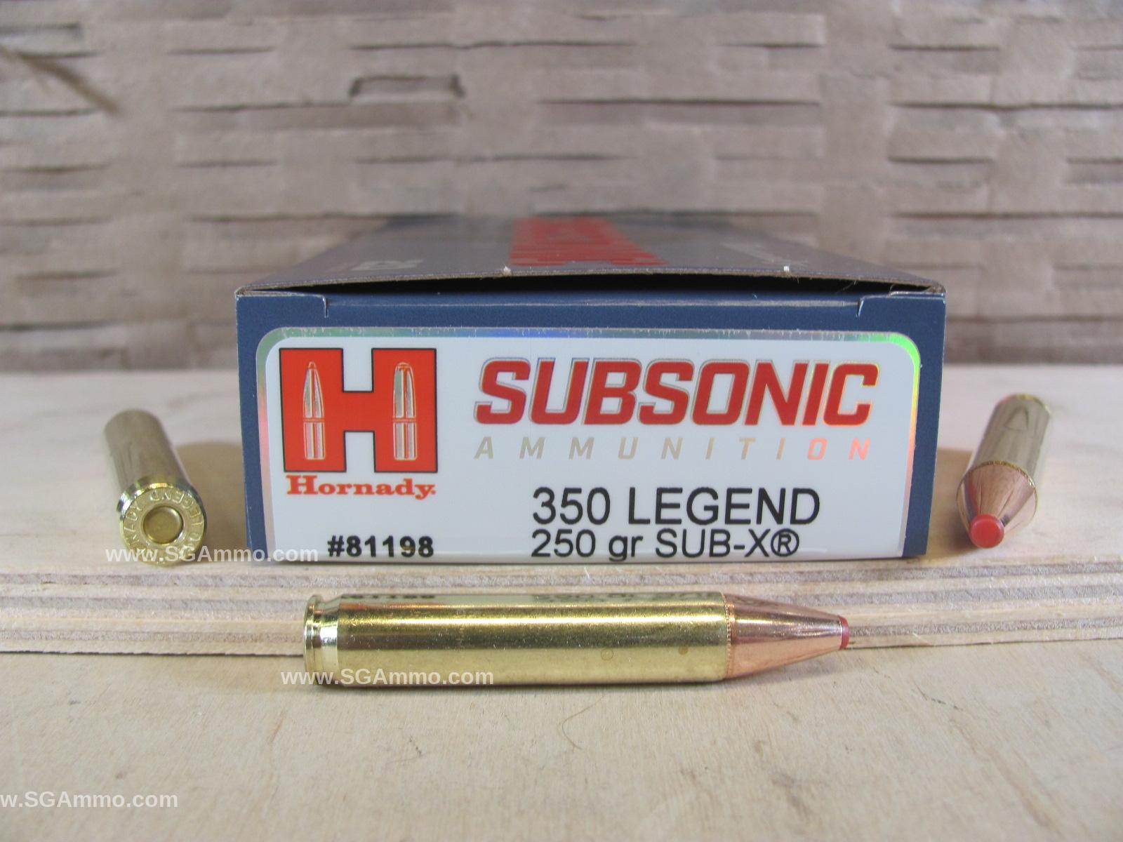 20 Round Box – 350 Legend 250 Grain SUB-X Hornady Subsonic Ammo – 81198