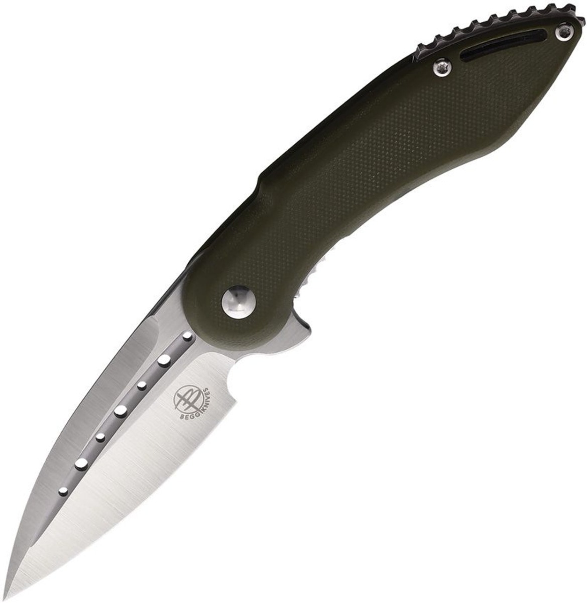 Begg Knives Mini Glimpse Folding Drop Point Knife, OD Green - BG006
