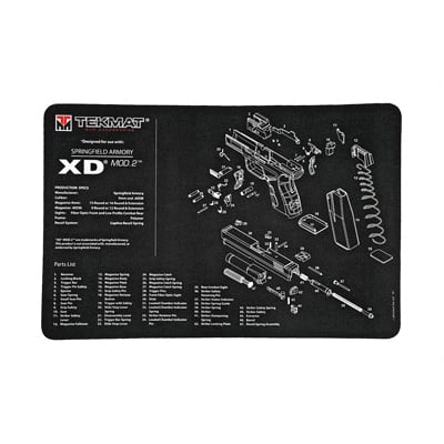 TekMat Springfield XD Mod 2 17"x11" Pistol Mat With Small Microfiber TekTowel, Black - R17-XDMOD2