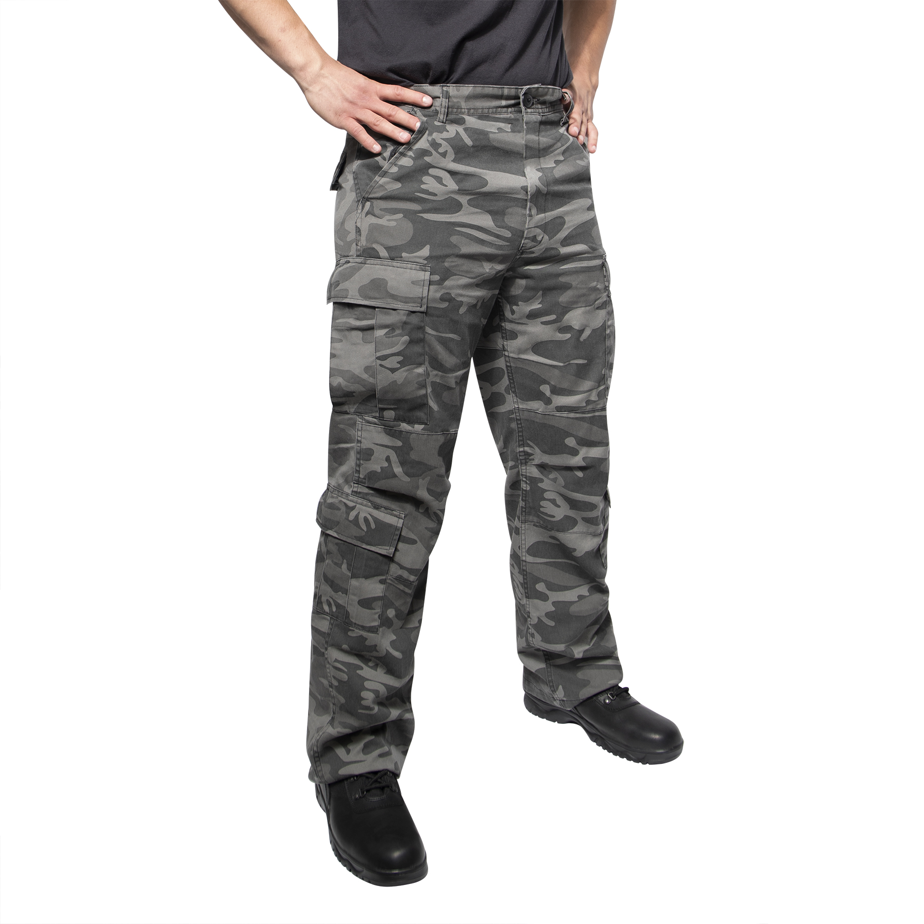 Rothco Vintage Paratrooper Cargo Fatigue Pants - Black Camo, Large