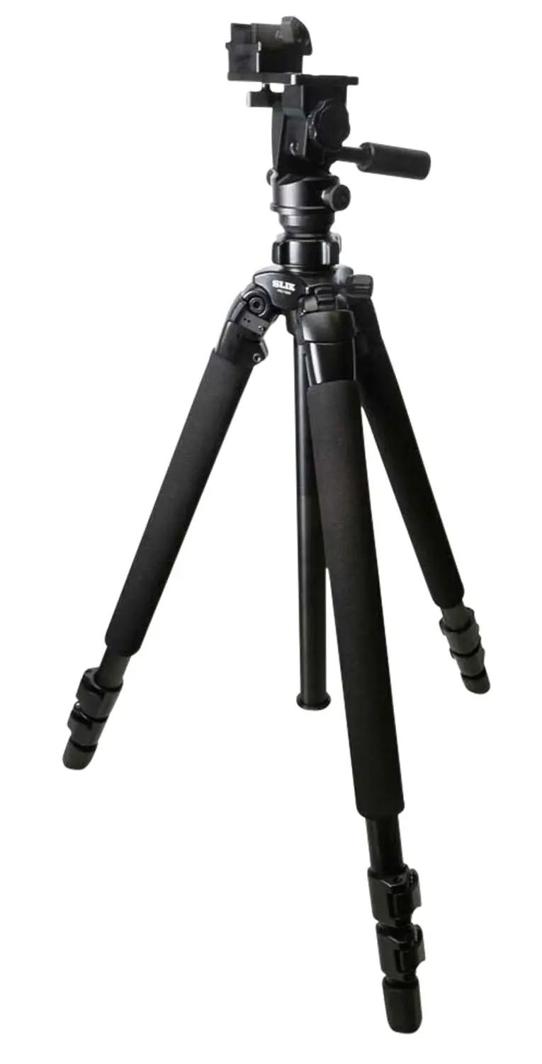 KOPF Jager KJ85003K Folding Tripod K700 Tripod made of Aluminum with Black Finish, Adjustable Reaper Rail, 3-Level Leg Extension, 21-87 Degree Pan Tilt