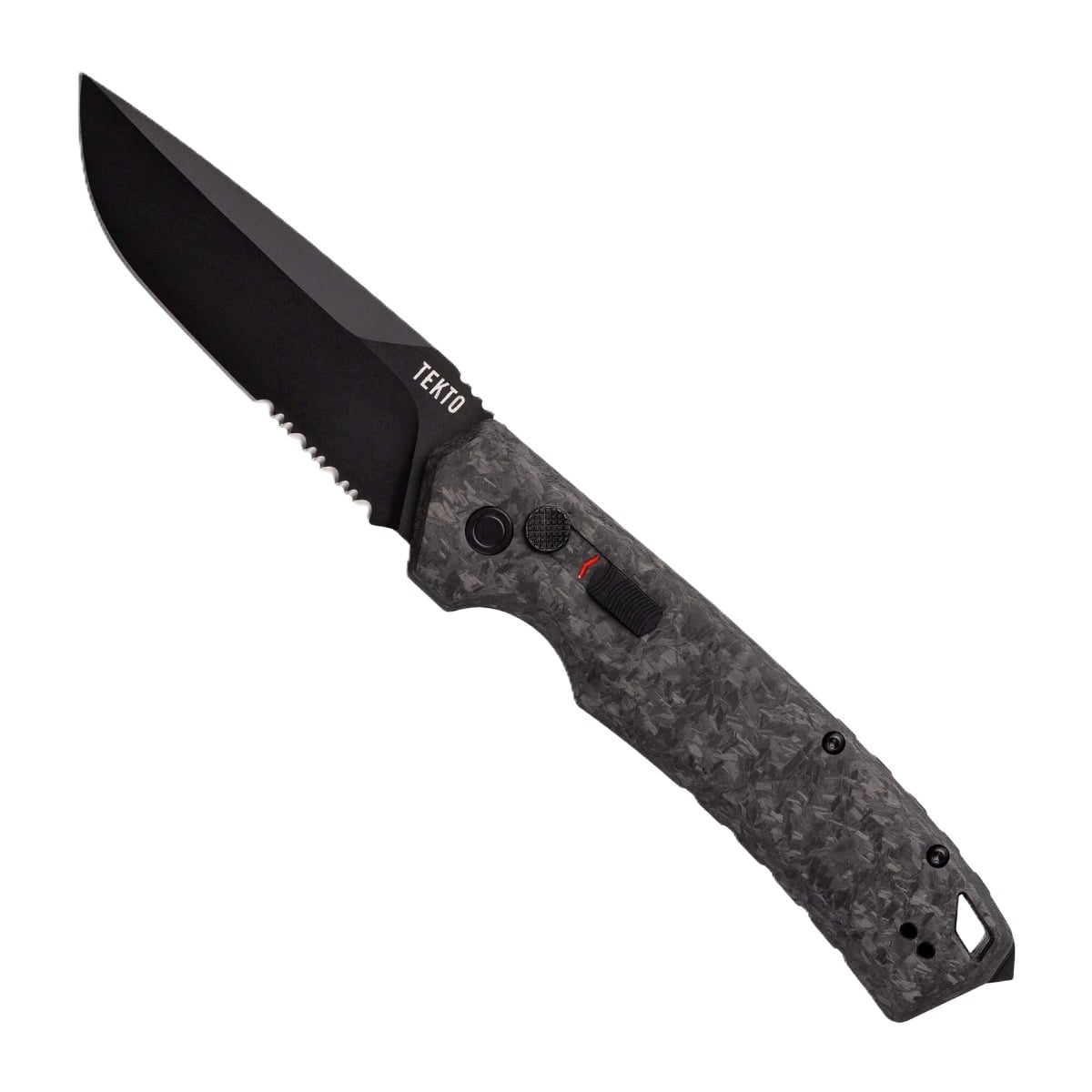 Tekto Knives A3 Delta Serrated Auto Folding Knife, Forged Carbon