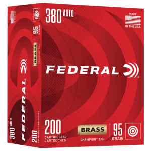 Federal Champion Brass .380acp, 95gr TMJ, 200rd Box