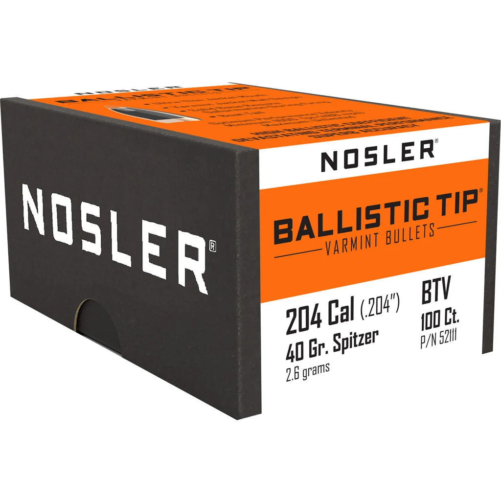 Nosler Ballistic Tip Varmint Bullets .204 Cal. 40 gr. Spitzer Point 100 pk.