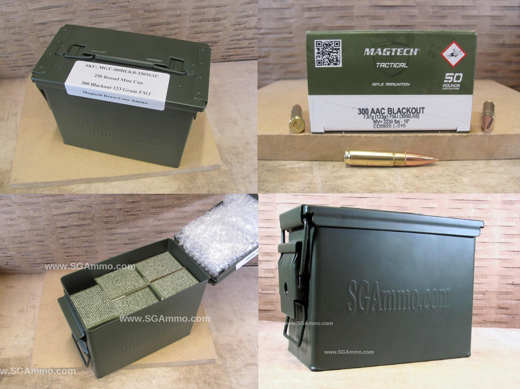 250 Round Can – 300 Blackout 123 Grain FMJ Magtech Ammo – 300BLKB – Packed in Mini Canister