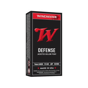Winchester Defense 9mm Luger Ammo 115 Grain Jacketed Hollow Point Case of 500 (10 Boxes of 50)