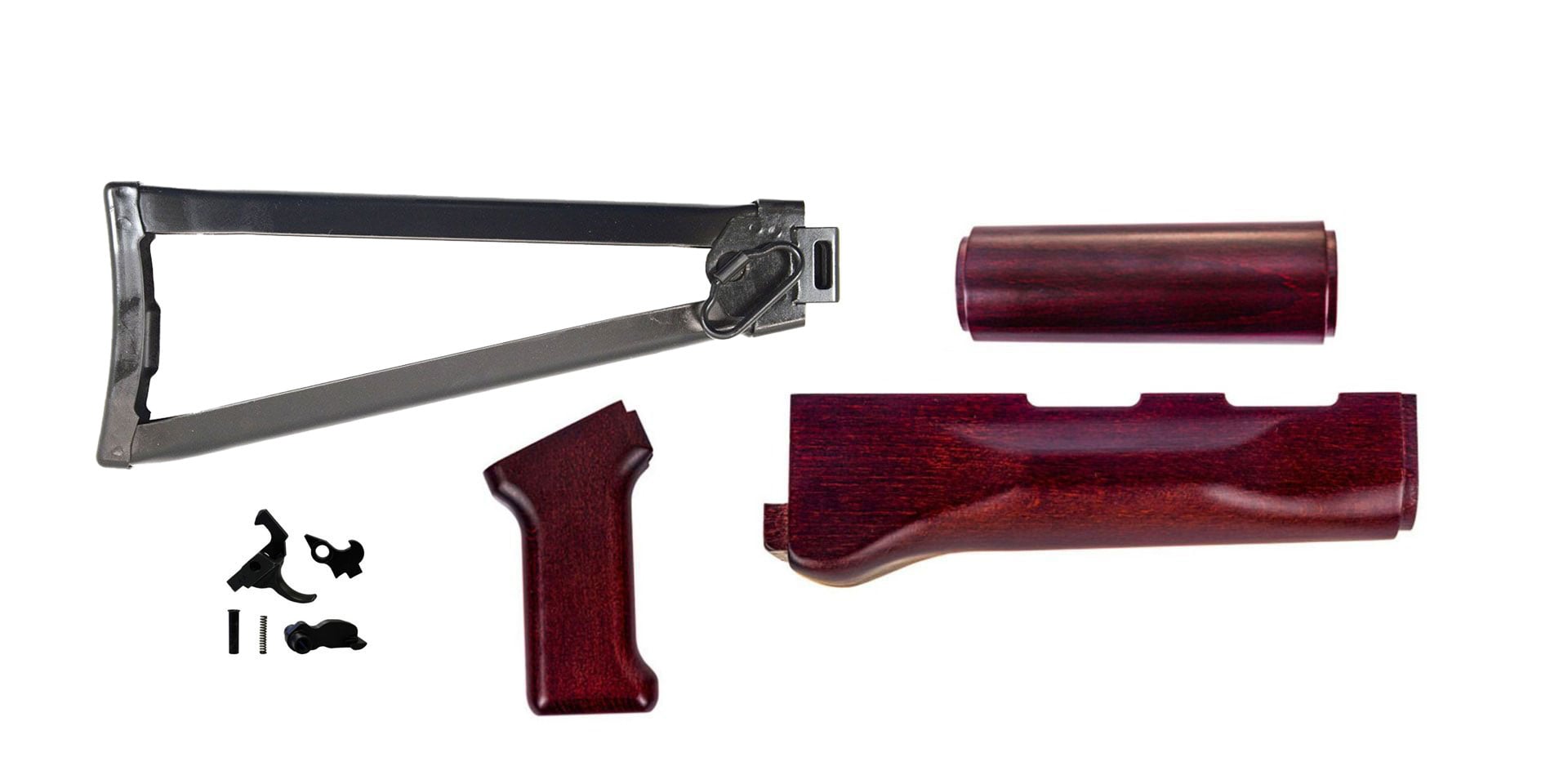 PSA AK Redwood Furniture Set and Folding Stock w/ PSAK-47 Premium Single Hook Semi-Auto Fire Control Group