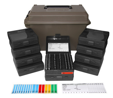 MTM 9mm Ammo Can w/ 10 P-100-9 Cases - Dark Earth - - ACC9