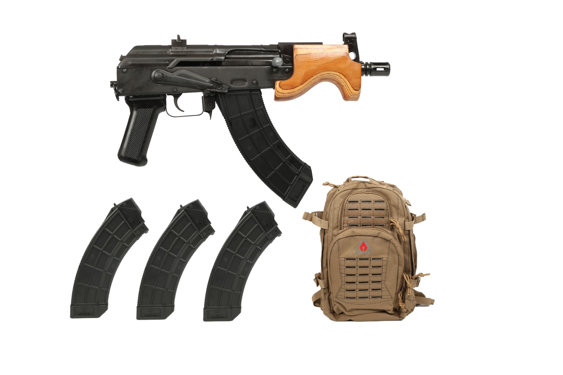 Century Arms Micro Draco 6.25" 7.62x39 30rd AK Pistol w/ 4 Mags & Tan Bag Bundle, Black - HG2797BPD-N
