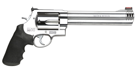 S&W 500 500SW 8.38″ AS 5-SHOT – HI-VIZ STAINLESS RUBBER - No Credit Card Fees - Free Shipping