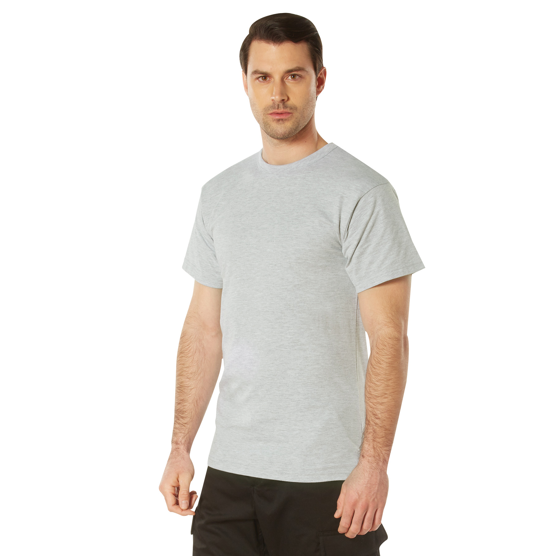 Rothco Solid Color T-Shirt With Cotton - Polyester Blend, Heather Grey, 2X-Large