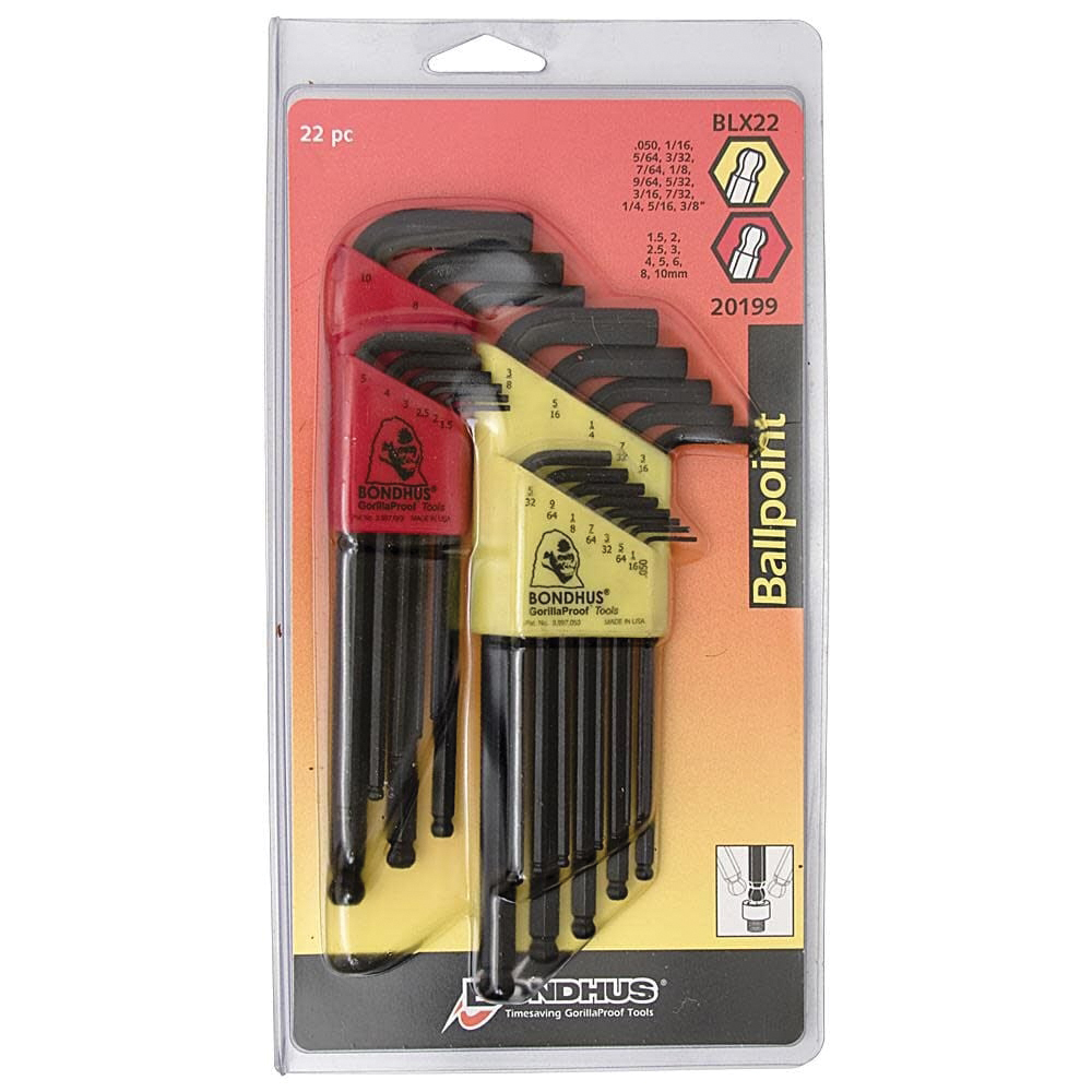 Bondhus ProGuard/BLX22 22-Piece Ball End Wrench Set, Black