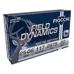 Fiocchi Field Dynamics 25-06 Remington Ammo 117 Grain Hornady Interlock Jacketed Soft Point Box of 20